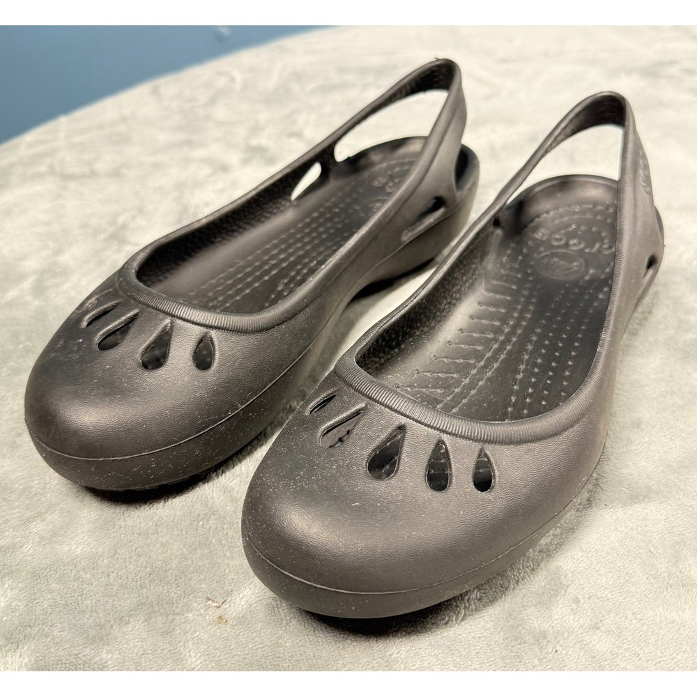 Crocs Kadee Ballet Flats Womens 8 Black Slingback Comfort Shoes